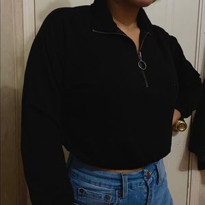 Black Crop Top Long Sleeve